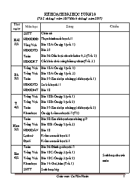 Kế hoạch bài học tuần 18 lớp 4 - Năm học 2016-2017 - Lê Văn Hoàn